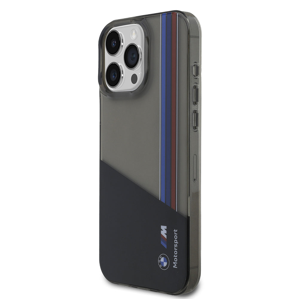 BMW iPhone 15 Pro Max Orjinal Lisanslı Yarı Transparan M Dizayn Çizgili Telefon Kılıfı BMW iPhone 15 Pro Max Orjinal Lisanslı Yarı Transparan M Dizayn Çizgili Telefon Kılıfı